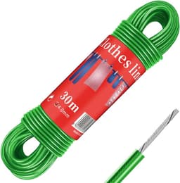 Buitenwaslijn 30m met stalen kern - 4mm PVC-gecoat - Extra sterk en duurzaam - Ideaal voor tuin en camping - ShopVlot — thumbnail 1