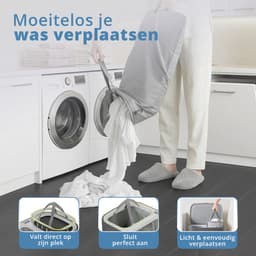 LifeLux Dubbele wasmand op poten - Wasmand met Deksel 60L – 2 Vakken uitneembaar Waszakken – Verhoogde Wasmand – Grijs — thumbnail 5