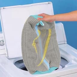 Herbruikbare Polyester Sneaker Waszak - Schoenen Wasmachine Tas - Grijs - Geschikt voor Sneakers - Extra Grote Capaciteit - Thuisgebruik — thumbnail 5
