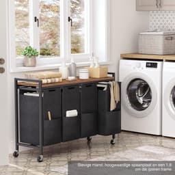 Wasmand met Plank en Wielen - 398L Oxford Doek Afneembare Waszak EBF04XY01 wassorteerder — thumbnail 4