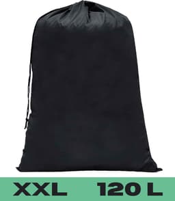 Waszak XXL - 90x60cm - Zwart - Met Trekkoord - Polyester - Laundry Bag - Vuile Was Zak — thumbnail 1