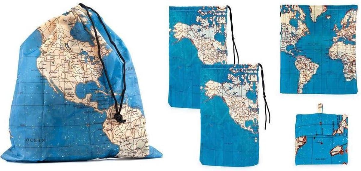 Kikkerland Travel Waszak - Set van 4 - Maps - Backpacken - Reizen Kikkerland Waszak - Ideaal voor onderweg - Travel accessoire — afbeelding 1