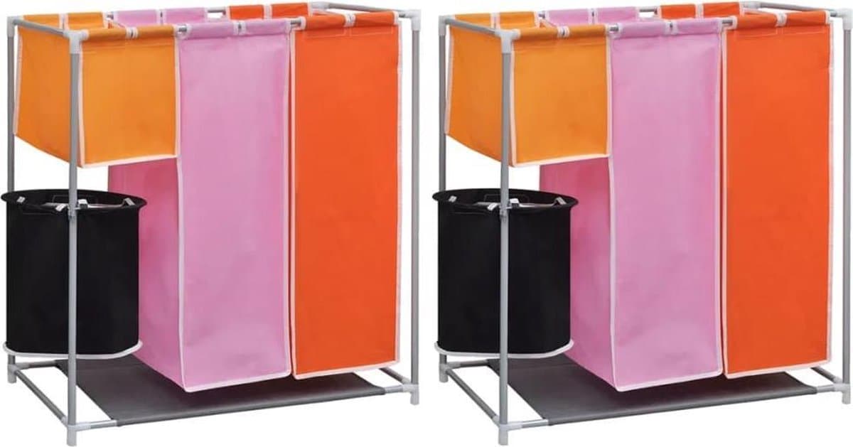 vidaXL - 3-delige - Wassorteerders - 2 - st - met - wasmand — afbeelding 1