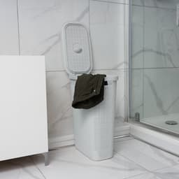 Wasmand 'Hessian' - Deksel - 40 Liter - Box - Lichtgrijs - Ventilerend — thumbnail 2
