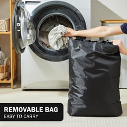 RFWR® Wasmand met deksel - 48 liter, smal en opvouwbaar met waszak, ideaal voor elke ruimte — thumbnail 3