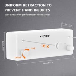 Double Pull Out Clothesline - Wall-Mounted Indoor/Outdoor Heavy Duty Stainless Steel Line 2 * 4.2m for Apartment Hotel Dorm Balcony Laundry Room Bathroom White — thumbnail 2