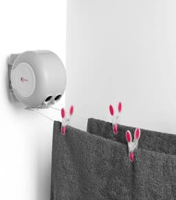 Uittrekbare Waslijn - 2 x 15M Kledinglijn Aan de Muur Monteerbaar Met Zwenkbeugel Natuurlijk Buiten Droogrek Dubbele Kledinglijn Ruimtebesparend Inclusief Accessoires. — thumbnail 5