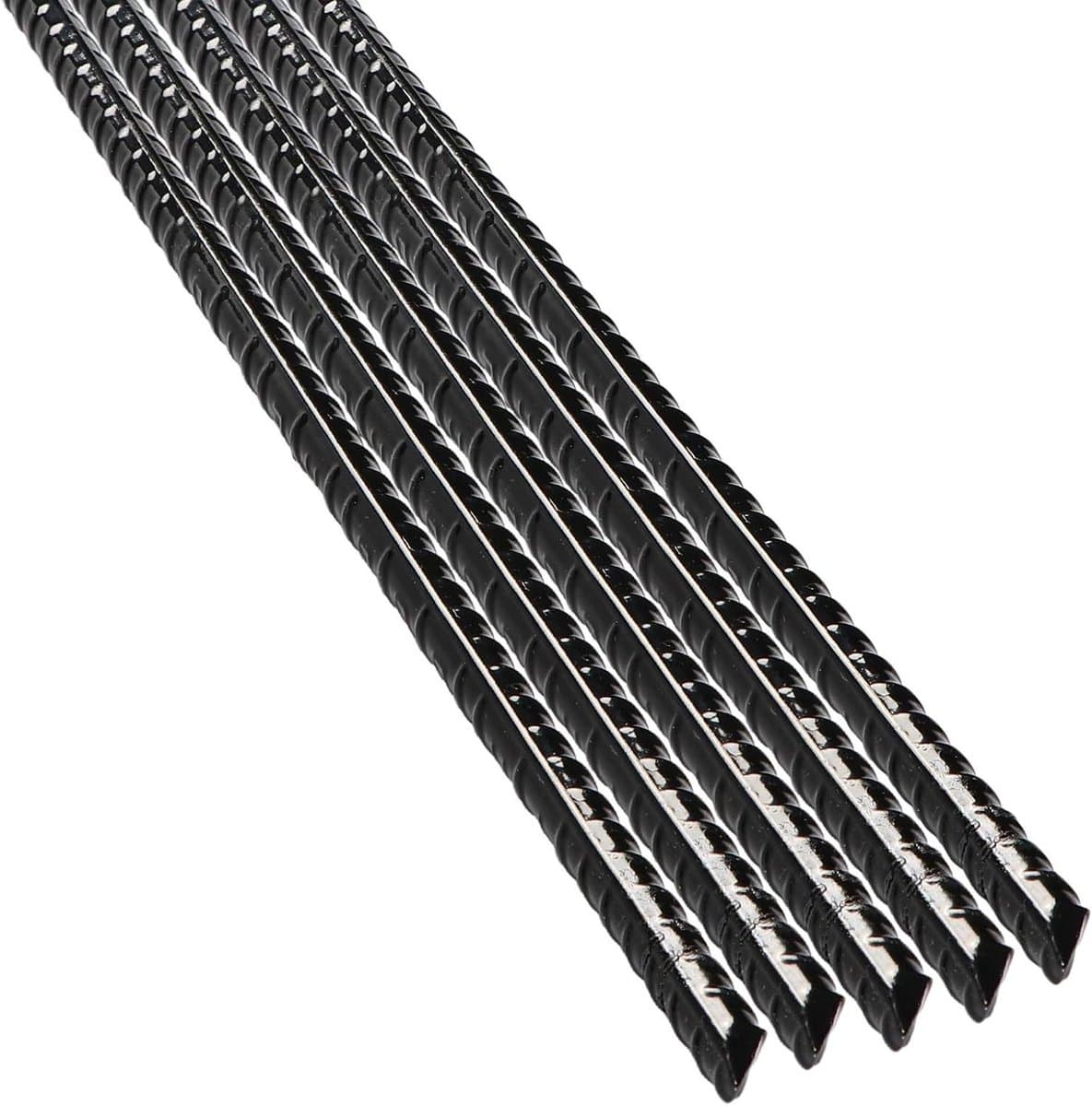 Grondanker Stakes Heavy Duty 12 Inch Rechte Wapening voor Tuin en Camping - Zwart Gepoedercoat Staal — afbeelding 1