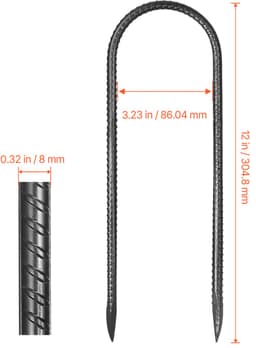 Grondanker, 304,8x82,04 Mm, U-Vorm met Een Diameter Van 8 Mm, Verzinkte Tentharingen, Grondankers, Grondnagels, Haringen, Geschikt voor Tenten, Luifels, Kamperen, Trampolines En Bloemenstandaards (8 Stuks) — thumbnail 2