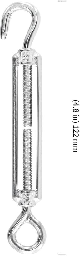 Allecto Plus - 6 stuks M5 verstelbare spanslot haken en ogen van roestvrij staal - 122 mm - draadspanner kabelspanner - voor zeilen waslijn - duurzaam en praktisch — thumbnail 4