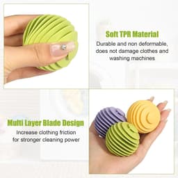 Herbruikbare Droogballen - 12 Stuks voor Efficiënt Drogen - Anti-Klitten Wasballen voor Wasmachines en Drogers met Pulsator - Set van 12 Eco-vriendelijke Drogerballen — thumbnail 3