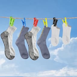 50 stuks - Sokkenhouders - Sokkenklemmen voor Wasmachine en Droger - Sokkenclips met haak - Waslijnknijpers - Kleurrijke sokkenhouder - 5 kleuren — thumbnail 4
