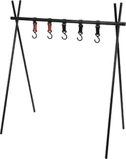 Stevige, ruimtebesparend opvouwbare kledingrek - Opvouwbaar verticaal droogrek - Wasdroogrek - Droogrek voor buitenkleding - Picknickrek voor kookgerei - Statief van 1,20 m - Opvouwbaar, robuust aluminium opbergrek met haken - Geschikt voor kamperen — thumbnail 1