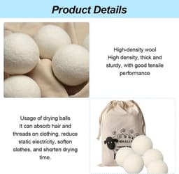 Allecto Plus - 6-pack Wollige Drogerballen van Natuurlijke Wol - Wasverzachter voor Zachte Was - Opbergtas Inbegrepen — thumbnail 5