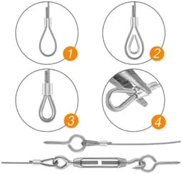 EXCITAT Kabel - Lanyard - Waslijn - Buitenwaslijn - Buitenmetalen kabel - Roestvrij staal - 30m — thumbnail 3