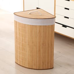 Ceruzo Bamboe Wasmand - Hoek Model - 72L - Vouwbaar - Deksel - 35 x 35 x H 60 cm- Naturel — thumbnail 2