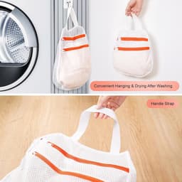 3 stuks - Waszakken - dubbele rits waszak - waszak met handvat - wasmachine zakken met rits - anti-deformatie - voor truien , shirts , ondergoed , sokken - wit - 30x30 cm , 40x40 cm , 50x50 cm — thumbnail 3