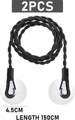 2 stuks - Uitschuifbare waslijn - Draagbare elastische waslijn - Winddichte hanger voor buiten kamperen - Reis waslijn - Waslijn - Onzichtbare waslijn - Zwart — thumbnail 5