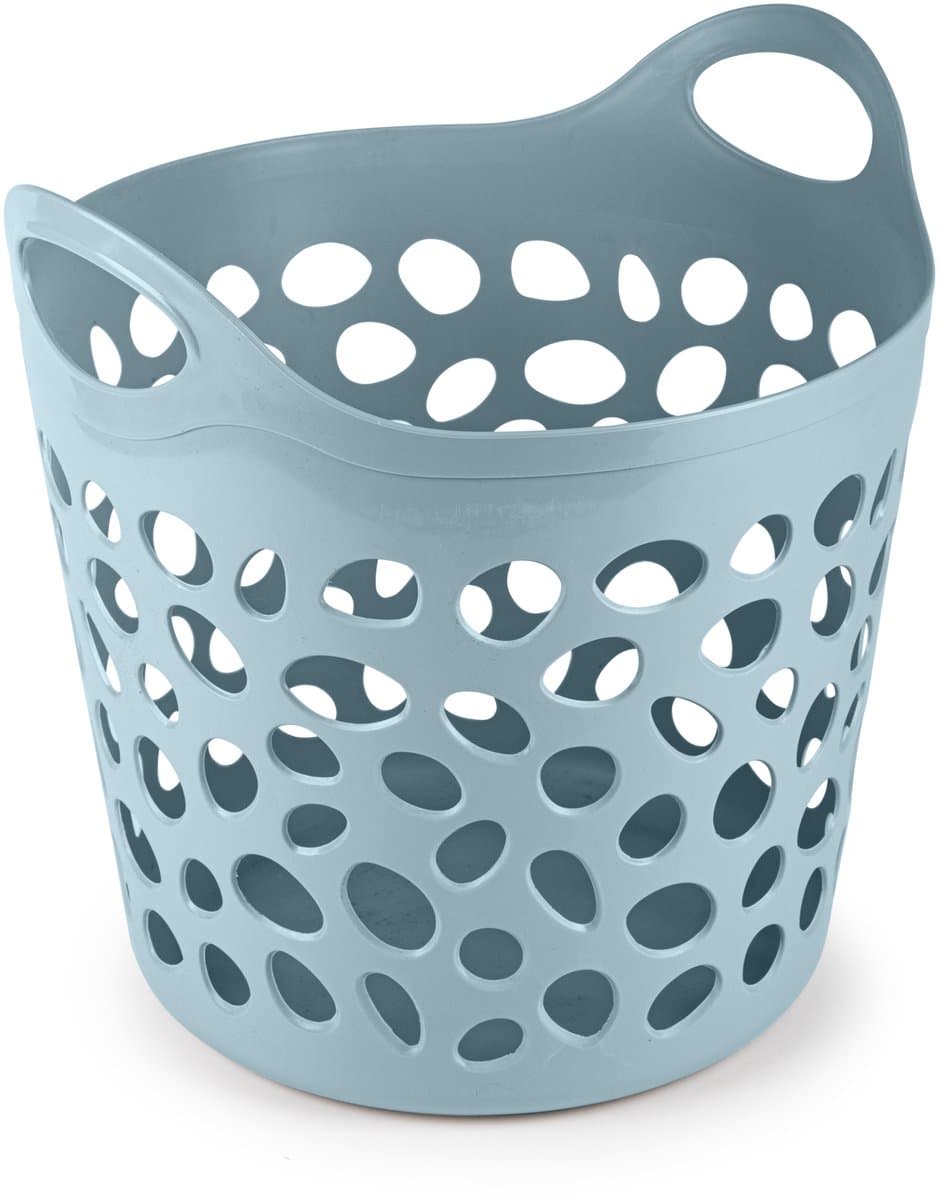 Plasticforte Flexibele wasmand/opbergmand - rond - blauw - 35 liter - D40 x H39 cm — afbeelding 1