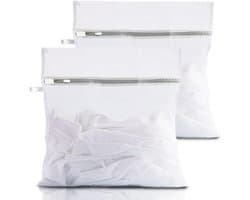 Netwaszak - waszakkenset - 2 netwaszakken voor wasmachines - waszak met rits - extra dikke waszak - grove netzak - delicate waszak voor wasgoed, sokken, overhemden - grijs - 30 x 40 cm