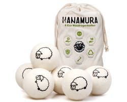 Hanamura Drogerballen - 6 Wasdrogerballen - 100% Schapenwol - Droogballen met Opbergzak — afbeelding 1