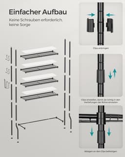 Zwaar Wasmachine rek - Wasmachine rek met opbergruimte en haken- verstelbare planken - Toilet kast - 30 x 83 x 176 cm - zwart — thumbnail 3