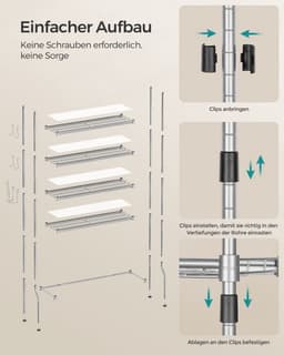 Metaal Wasmachine rek - Wasmachine rek met opbergruimte en haken- verstelbare planken - Toilet kast - Zilver - 30 x 83 x 176 cm — thumbnail 4
