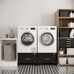 Wasophoogte® Wasmachine verhoger met lade - Wasmachine opbouwmeubel - Wasmachine sokkel - 42cm hoog - Zwart - Universeel - Dubbel - Inclusief Lekbak — thumbnail 4
