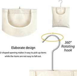 Wasknijperzakken 27 x 32 cm met beugel - Linnen tas om op te hangen - Herbruikbaar organizer voor badkamer of garderobe (Beige) — thumbnail 5