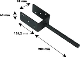 Instortanker Zwart voor 8 x 8 cm Palen U|anker | Per Stuk — thumbnail 2