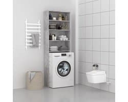 Wasmachine ombouw - Kast - Opbouwmeubel - Badkamermeubel - Verhoger - Wasmachine meubel - Opbergkast - Hout - Betongrijs