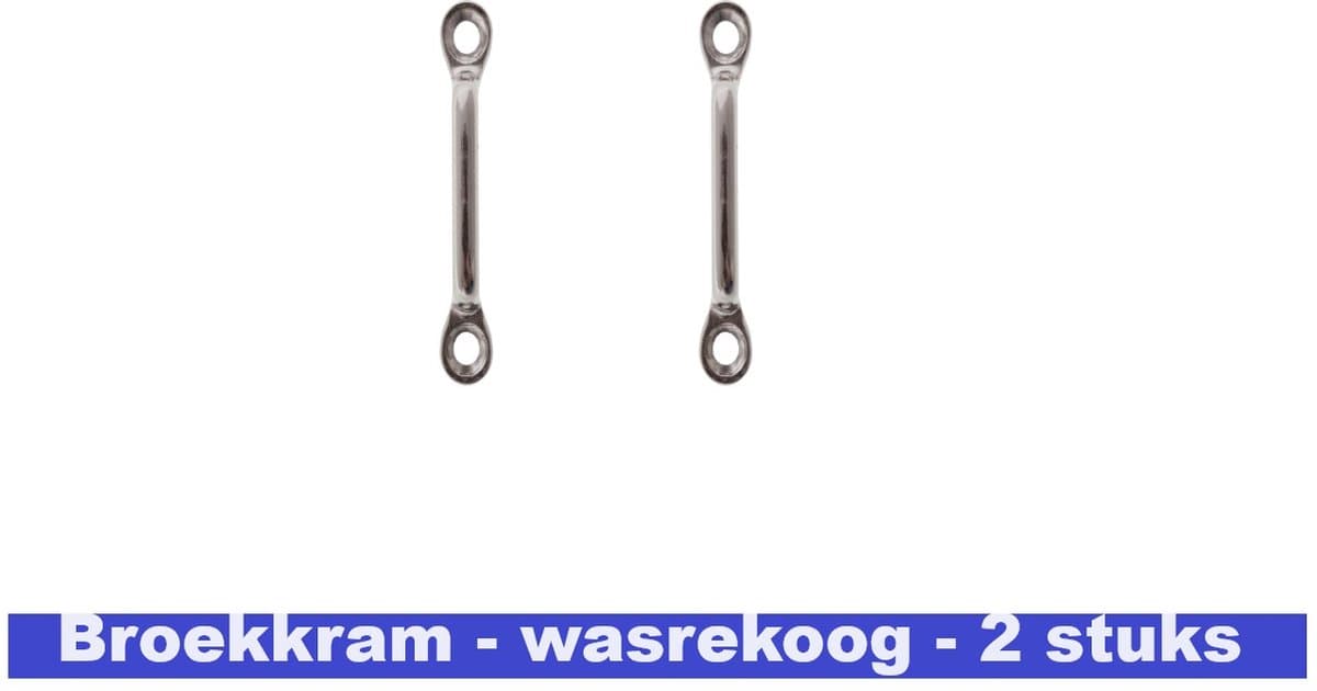 WASREKOOG - VERNIKKELD - 2 STUKS - BROEKKRAM - VOOR HET OPHANGEN VAN DROOGREKKEN OF VOOR SPANBANDEN. — afbeelding 1
