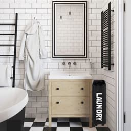 W&Z® Wasmanden met deksel op wielen - Wassorteerder- wasmand 3 vakken - Opvouwbaar - 3 x 42L - Zwart Grijs Beige — thumbnail 4
