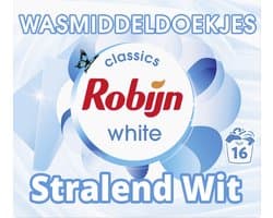 Robijn Classics Stralend Wit Wasmiddeldoekjes 16 wasstrips