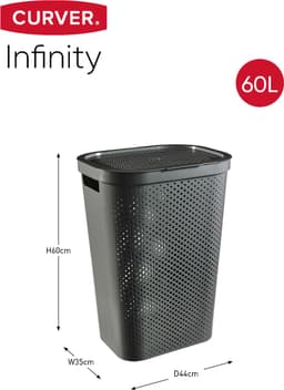Curver Infinity Recycled Wasmand met deksel 60L + Wasmand 40L - Antraciet — thumbnail 2