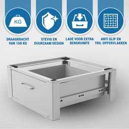 Vonia Wasmachine Verhoger - Wasmachine Verhoger met lade - Wasmachine Sokkel - Wasmachine Kast - Wasmachine ombouw - 63x54x31 - Wit — thumbnail 4