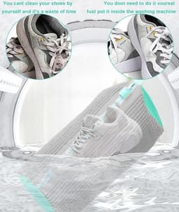 Schoenwaszak – waszak – met 360° reinigingsfleece en ritssluiting – Geluidsreducerend – Wasmachinebestendig – Voor Sneakers – Universele Maat – 2 Stuk – Grijs — thumbnail 4