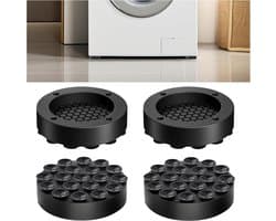 Vibration Dampers voor Wasmachine - 4pcs Rubber Shock Absorber met Suction Cup voor Wasmachines en Koelkasten - Zwart