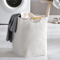 STILVORA Wasmanden - Stoffen Wasmand Wasmand Laundry Basket Opvouwbare Wasmand Met Hengsel Grote Wasmand Voor Badkamer / Slaapkamer, Oxford-Stof, Wit — thumbnail 2