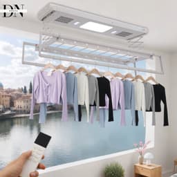 Deniva - Droogrek - Elektrische Droogrek - Intrekbaar - Afstandsbediening - 125×31 cm - Plafond - Uitschuifbaar Droogrek - 22,4 KG — thumbnail 5