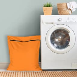 Waszakken voor huisdieren - Waszakken van twill polyester - Grote waszakken met rits - Voorkomt dat waszakken verstopt raken door dierenhaar - wasmachine, 70 x 80 cm，waszak voor huisdieren voor honden, katten en konijnen (oranje kleur)- L — thumbnail 3