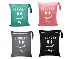 Set van 4 - Grote reiswaszakken - Waterdicht met handvatten - Wasbaar - Geschikt voor op reis - Geschikt voor nat en droog gebruik - Voor zwemkleding, sportkleding, wasgoed, zwembad, studentenkamers, enz. — afbeelding 1