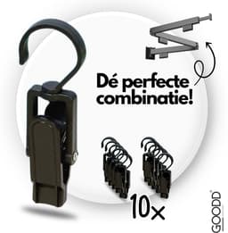GOODD® - Wasknijpers - Knijpers - 10 STUKS - Met haak - Zwart - Droogrek knijpers - Wasrek knijpers — thumbnail 1