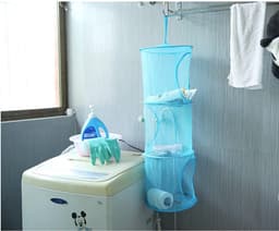 3-afdelings Gaas Hangende Opslagmand – Opvouwbare Netzak Organizer, Blauw, Voor Speelgoed, Kleding & Was – Ruimtebesparend — thumbnail 5