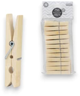 Bamboe Knijpers – Set van 24 Stuks – Duurzame Houten Wasknijpers met Metalen Veer – Natuurlijke & Milieuvriendelijke Waslijn Knijpers — thumbnail 1