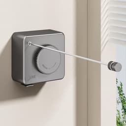 Uitrekbare Kledinglijn Binnen & Buiten – Wandbevestigde Droogrek met Roestvrij Stalen Lijn, 4,8meter (Grijs) — thumbnail 1