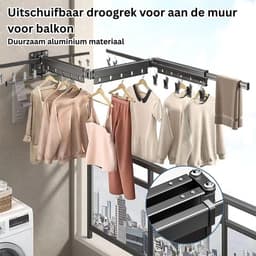 Thuys – Wanddroogrek – Droogrek Inklapbaar – Wasrek – Droogtoren – Droogrekken – Zwart — thumbnail 3