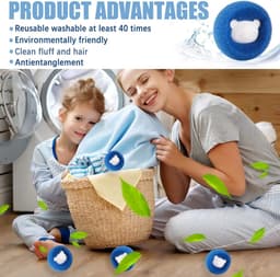Dierenhaarverwijderaar voor wasmachine - 8 stuks - herbruikbare pluisballen - kattenhaar en hondenhaar verwijderen - kleding en dekens schoonmaken — thumbnail 4