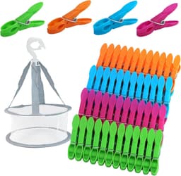 48 stuks wasknijpers met wasknijpers, windbestendige kleurrijke knijperzakken, plastic, zonder afdruk, sokkenklemmen voor waslijnen en kleding, sokken — thumbnail 1