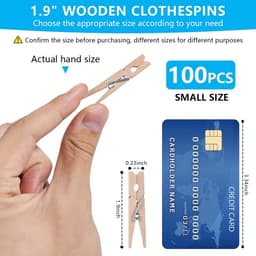 100 Houten Wasknijpers Clips 4,8 cm - Stevige Kledinghangers voor Waslijn en Knutselen — thumbnail 3